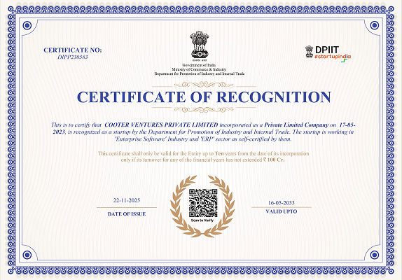 Cooter Ventures is recognized by Startup India